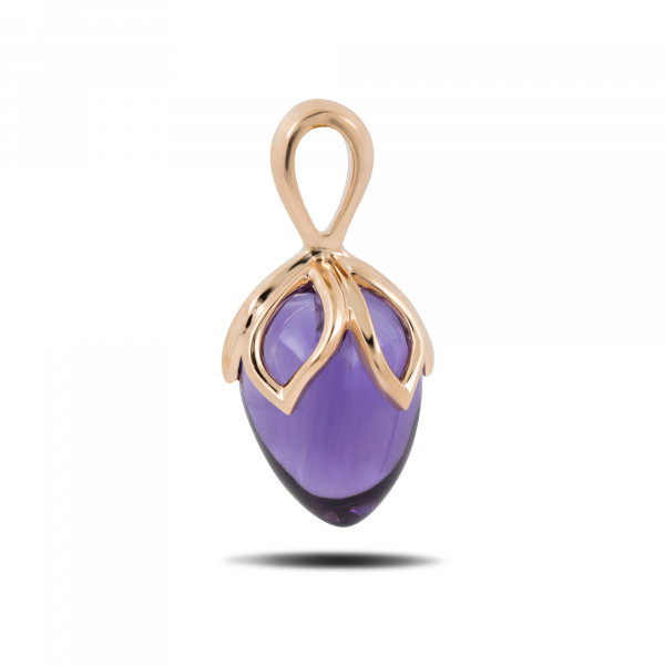 Gold Pendant With Amethyst And Diamonds Violet Bud