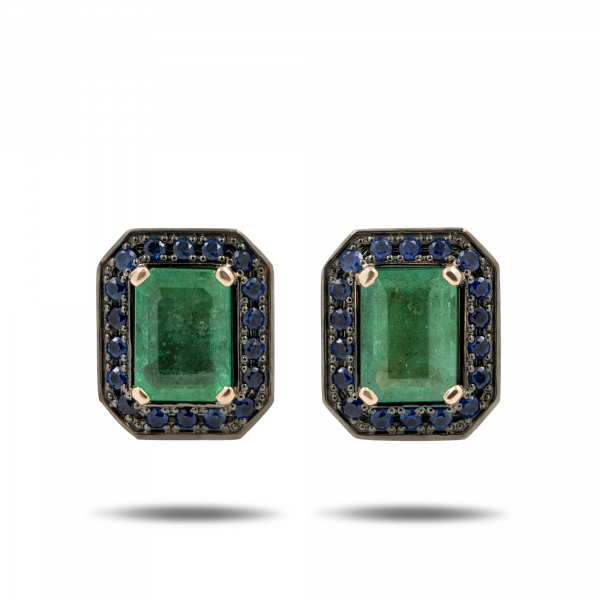 Gold Earrings With Emeralds And Sapphires