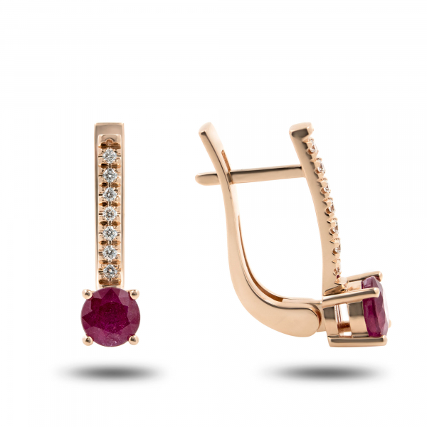 Gold Earrings With Rubies And Diamonds  Ruby Elegance
