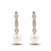 Gold Earrings With Diamonds and Pearls