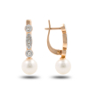 Gold Earrings With Diamonds and Pearls