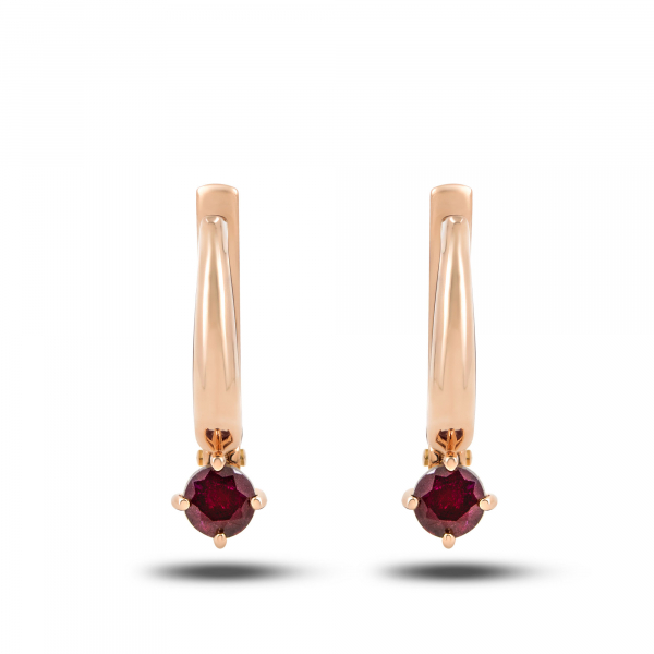 Gold Earrings With Ruby