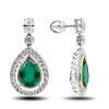 White Gold Earrings Emerald Waterfall