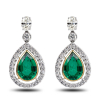 White Gold Earrings Emerald Waterfall
