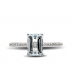 White Gold Ring With  Aquamarine and Diamonds.         