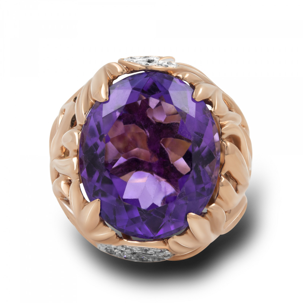 Gold Ring with Amethyst   Evening Glow