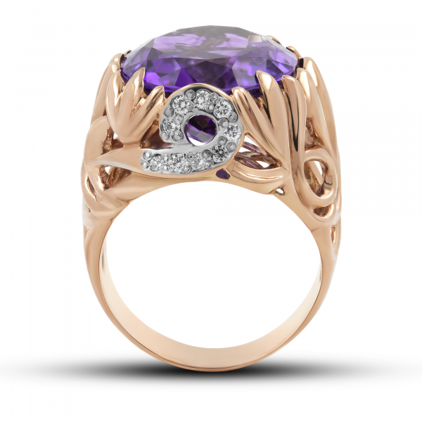 Gold Ring with Amethyst   Evening Glow