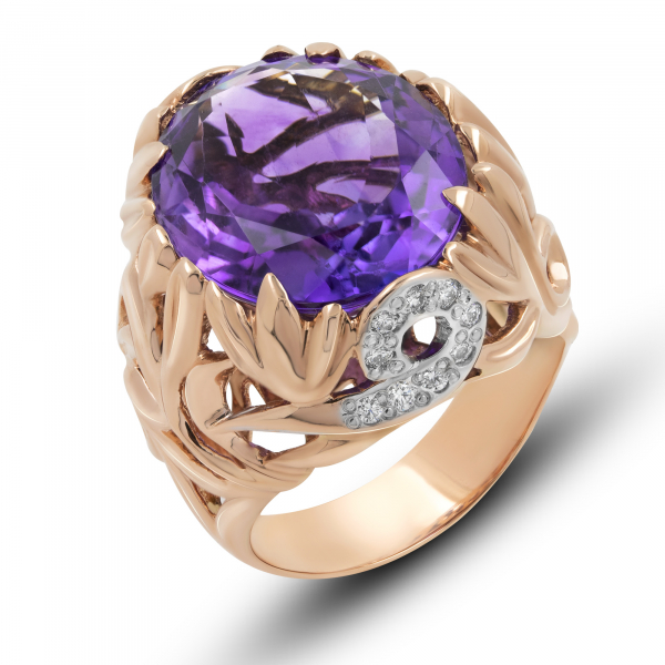 Gold Ring with Amethyst   Evening Glow