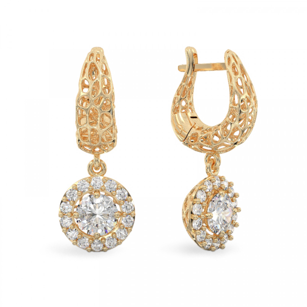 Shining Coral Yellow Gold Earrings