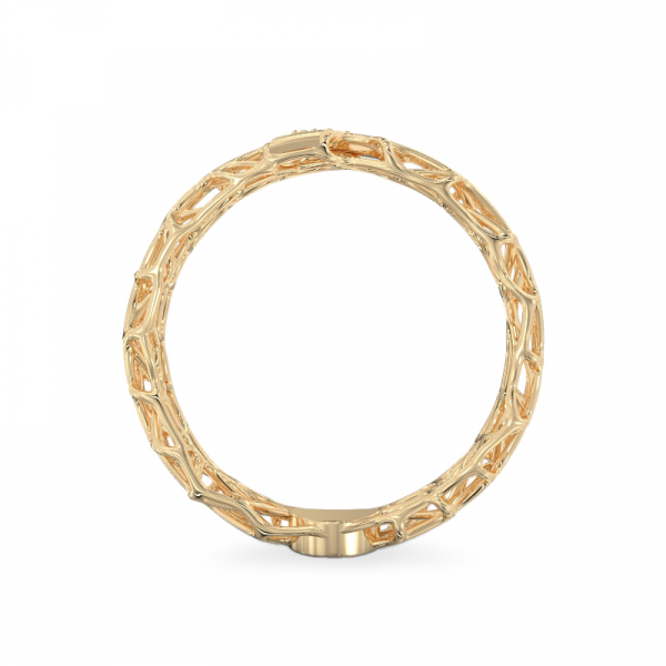 Coral Ring With Diagonal From Yellow Gold