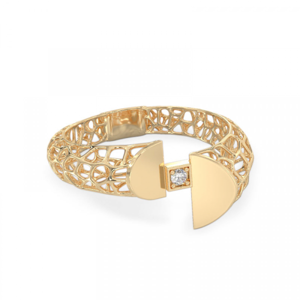  Coral Yellow Gold Ring