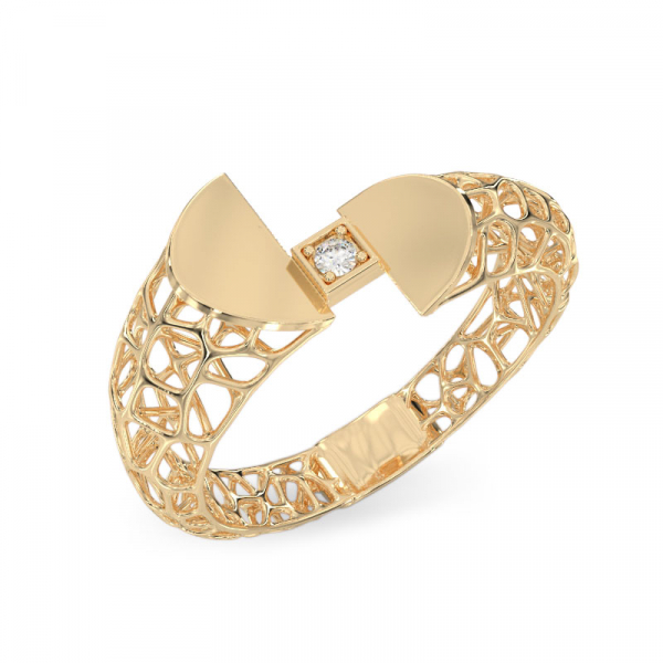  Coral Yellow Gold Ring