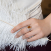 Gold Ring With Citrine  and Diamonds