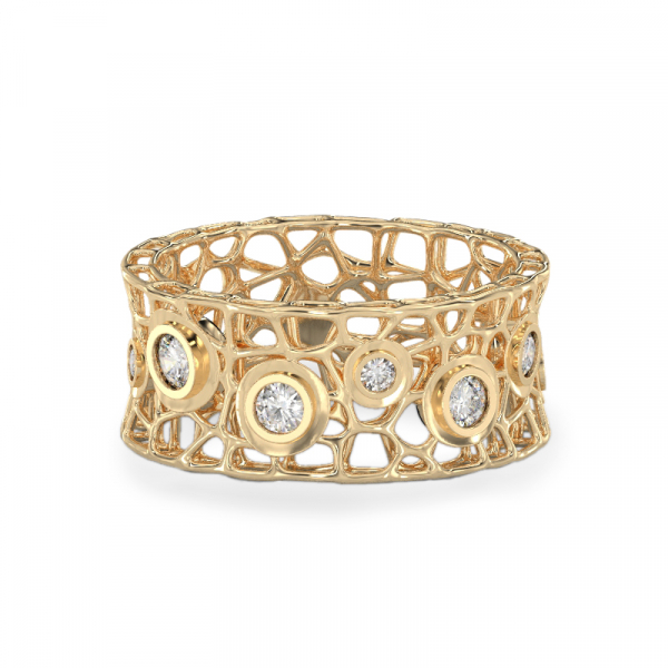 Kollase kullast kividega sõrmus Korallimullid