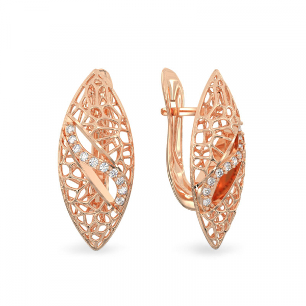 Ficus Leaf Rose Gold Earrings