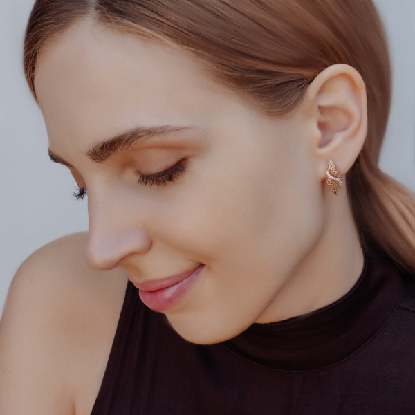 Ficus Leaf Rose Gold Earrings