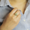 Gold Ring With Pearl And Emerald