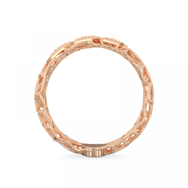 Coral Ring With Diagonal From White Gold