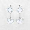 Silver Earrings Clover and Butterfly
