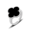 Silver Ring Clover With Black Onyx