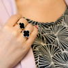 Silver Ring Clover With Black Onyx