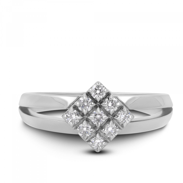 White Gold Ring Rhombus With Diamonds