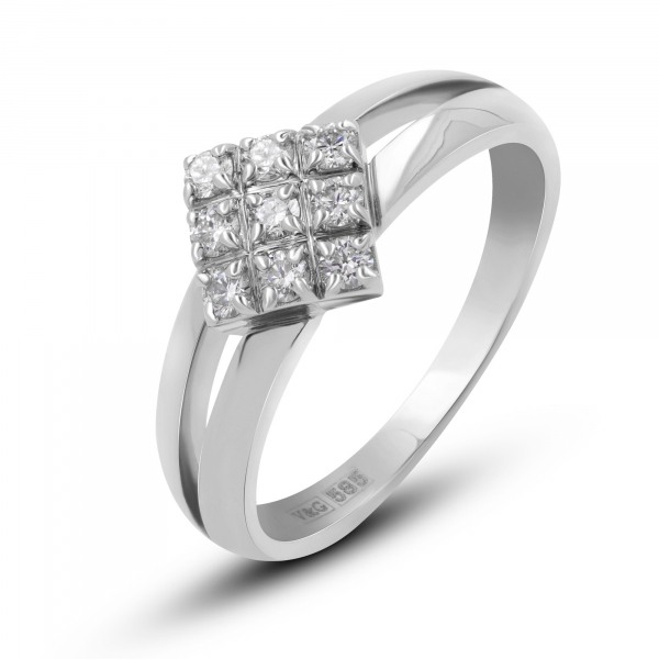 White Gold Ring Rhombus With Diamonds