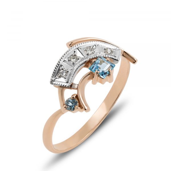 Gold Ring With Topaz And Diamonds
