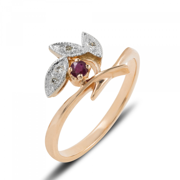Gold Ring With Ruby Rowan Branch