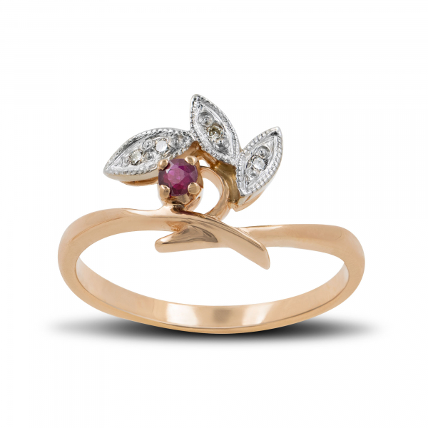 Gold Ring With Ruby Rowan Branch