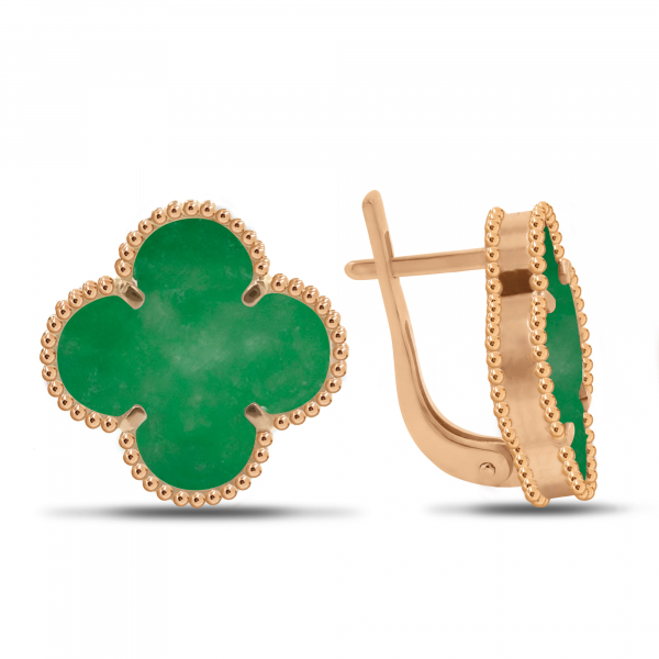 Gold Plated Earrings With Jade