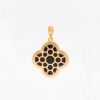 Gold Plated Pendant Clover With Onyx