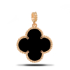 Gold Plated Pendant Clover With Onyx