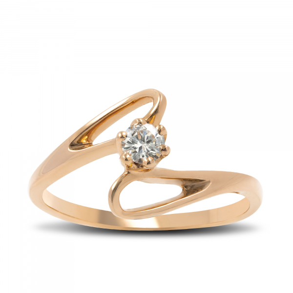 Gold Ring With Diamond Wave of Elegance