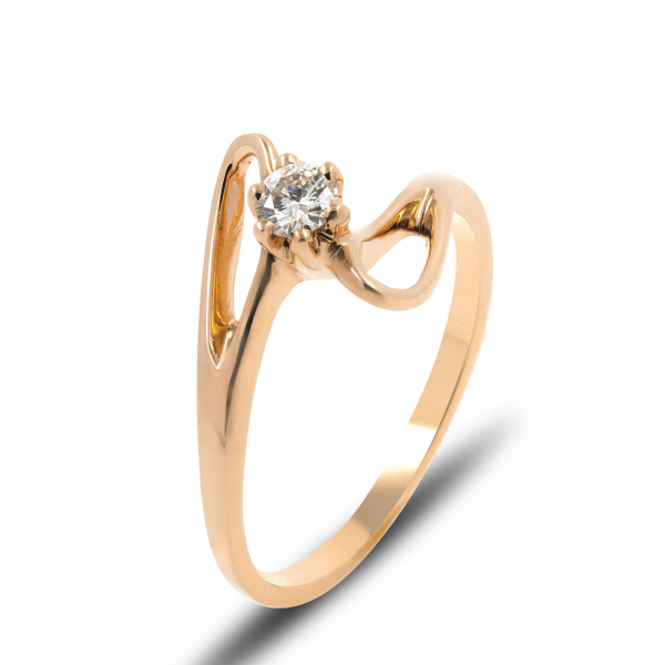 Gold Ring With Diamond Wave of Elegance