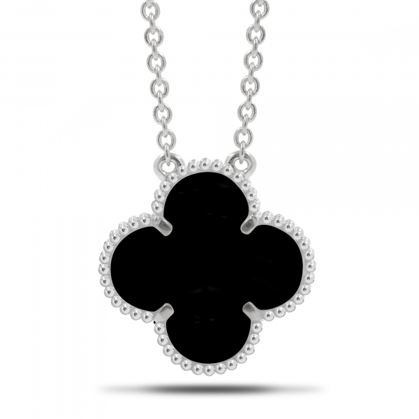Серебряное колье CLOVER с ониксом