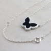 Серебряное колье CLOVER Бабочка с ониксом