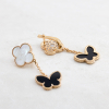 Gold Plated Earrings With Black Butterfly