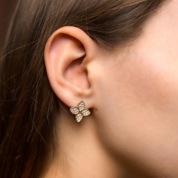 Gold Earrings  Lily with Diamonds