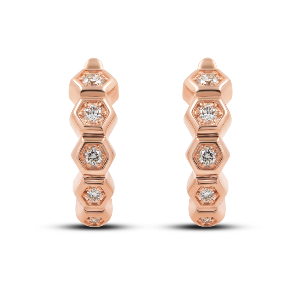 Gold Earrings Honeycomb With Diamonds