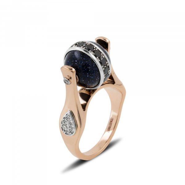 Gold Ring With  Aventurine Magic Ball