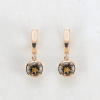 Gold Earrings With Brown Topaz