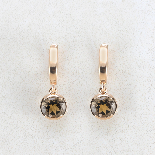 Gold Earrings With Brown Topaz