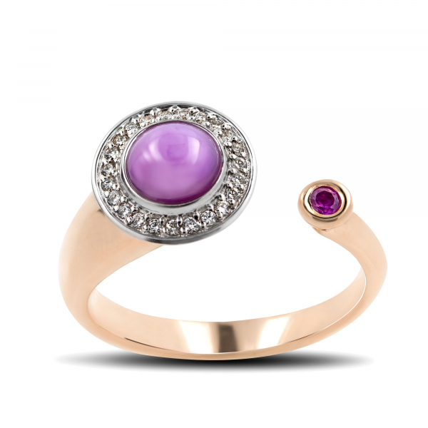 Ring with a Star Ruby and Diamonds  Saturn