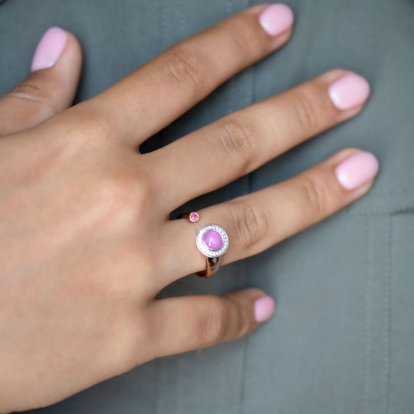 Ring with a Star Ruby and Diamonds  Saturn