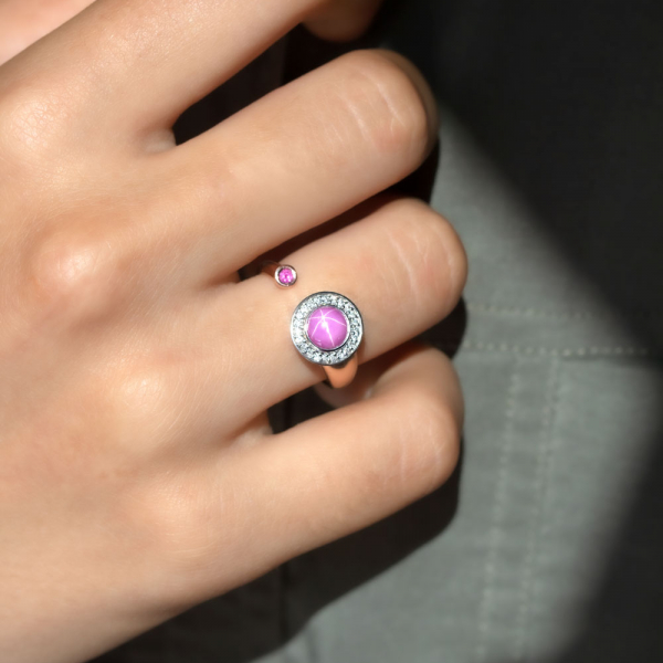 Ring with a Star Ruby and Diamonds  Saturn