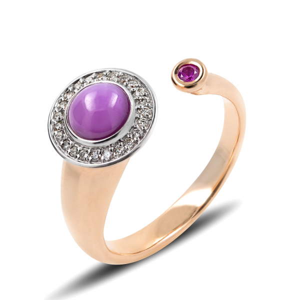 Ring with a Star Ruby and Diamonds  Saturn