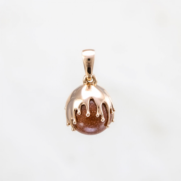 Gold Pendant With Brown Aventurine