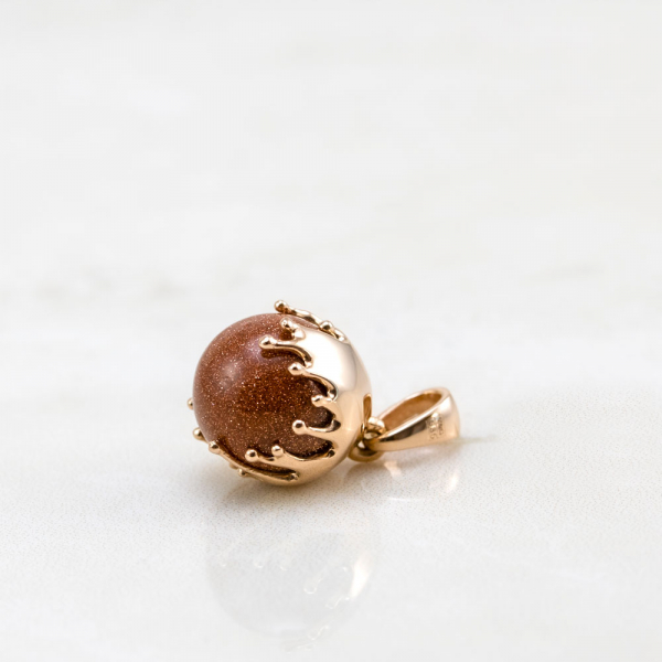 Gold Pendant With Brown Aventurine