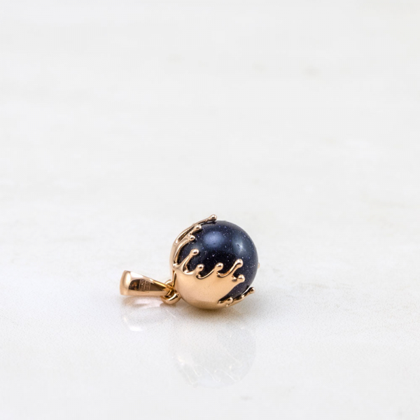 Gold Pendant With Blue Aventurine